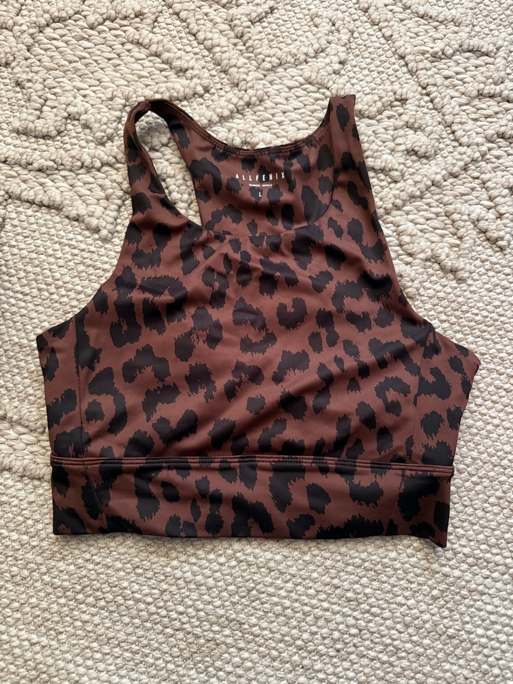 AlfeniX Brown Leopard Racerback Sports Bra